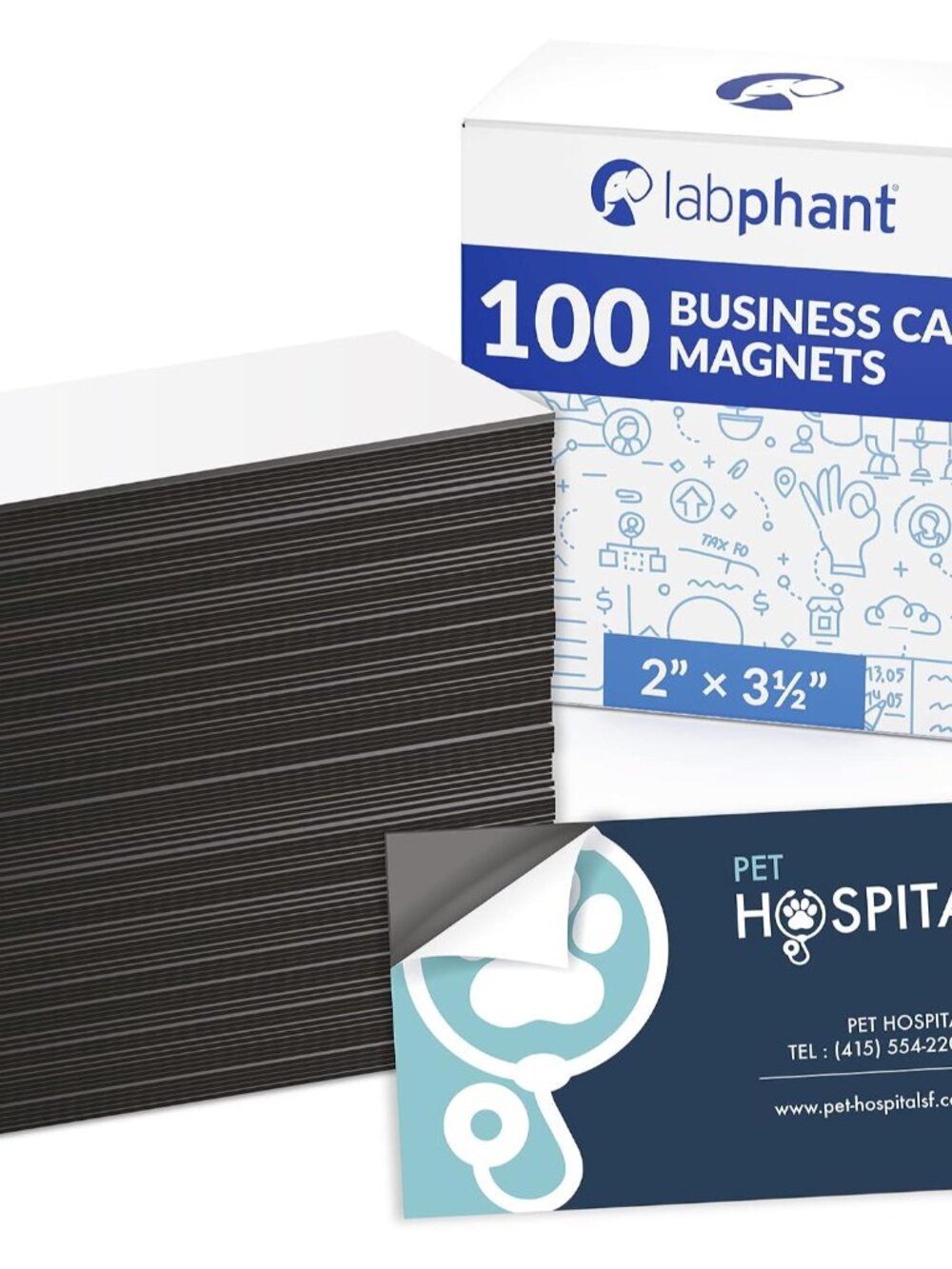 Business Card Magnets Pack of 100 – Customize with Peel and Stick Adhesive Magne